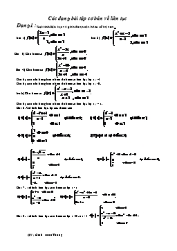 Các dạng bài tập cơ bản về liên tục