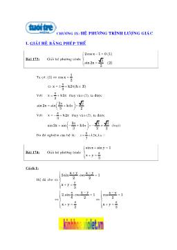 Các phương pháp giải Hệ phương trình lượng giác