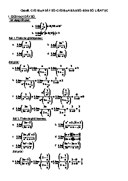 Chủ đề: Giới hạn dãy số - Giới hạn hàm số - Hàm số liên tục