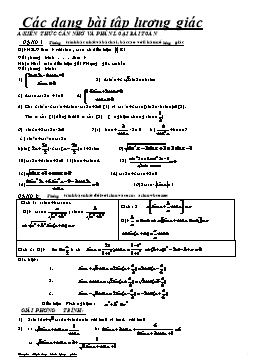 Chuyên đề Các dạng bài tập lượng giác
