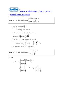 Chuyên đề Lượng giác - Chương IX: Hệ phương trình lượng giác