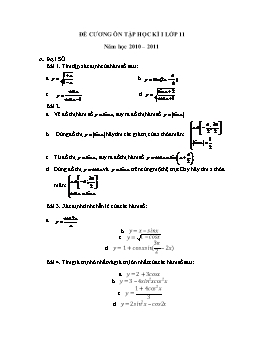 Đề cương ôn tập học kì I lớp 11 môn Toán