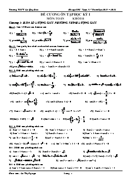 Đề cương ôn tập học kỳ I môn: Toán khối 11