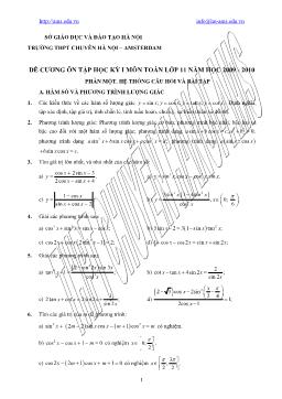 Đề cương ôn tập học kỳ I môn Toán lớp 11 AMSTERDAM