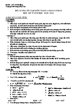 Đề cương ôn tập môn Toán 11 ban cơ bản học kỳ I
