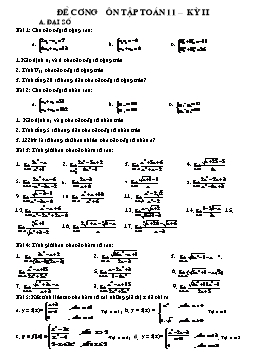 Đề cương ôn tập Toán 11 – Kỳ II