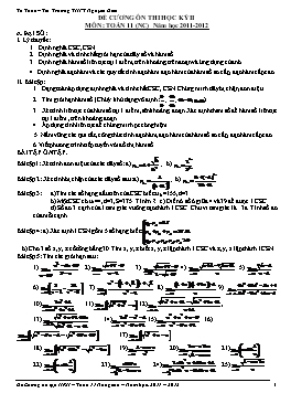 Đề cương ôn thi học kỳ II môn: Toán 11 (NC)