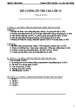 Đề cương ôn thi vào lớp 10 môn Toán