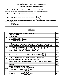 Đề kiễm tra 1 tiết Đại số lớp 11
