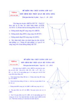 Đề kiểm tra chất lượng lớp 11 môn Hình học phần Quan hệ song song