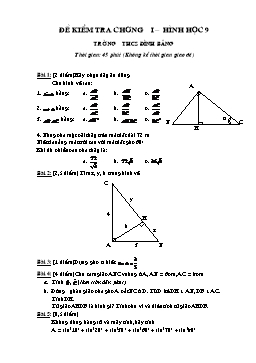 Đề kiểm tra chương i – hình học 9 - Trường THCS Đình Bảng