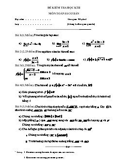 Đề kiểm tra học kì II môn Toán 11 cơ bản