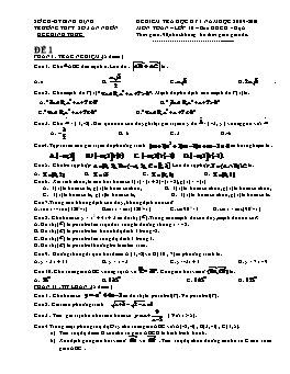 Đề kiểm tra học kỳ I môn Toán – lớp 10 – ban KHCB - Hệ A