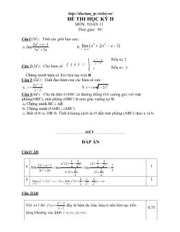Đề thi học kỳ 2 môn: Toán 11