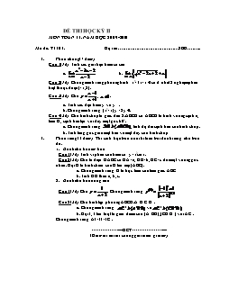 Đề thi học kỳ II môn Toán 11