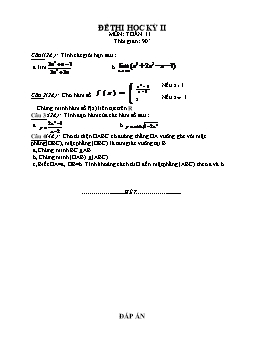 Đề thi học kỳ II môn: Toán lớp 11