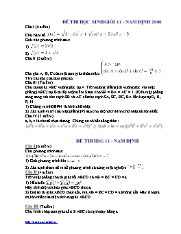 Đề thi học sinh giỏi Toán 11 - Nam Định 2000