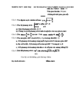 Đề thi khảo sát chất lượng đầu năm môn thi: Toán - khối: 11