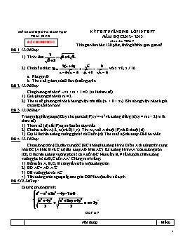 Đề thi tuyển sinh vào lớp 10 THPT tỉnh Thái Bình năm học 2012 - 2013 môn thi: Toán