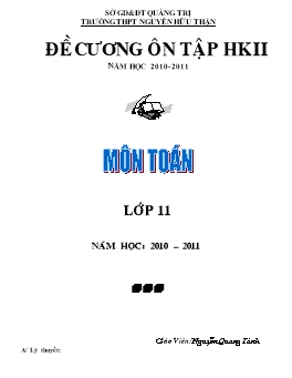 Đềcương ôn tập HKII môn Toán lớp 11