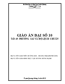 Giáo án Đại số 10 tiết 49: Phương sai và độ lệch chuẩn