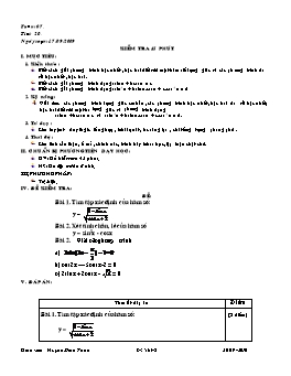 Giáo án Đại số 11 Cơ bản tiết 20: Kiểm tra 45 phút