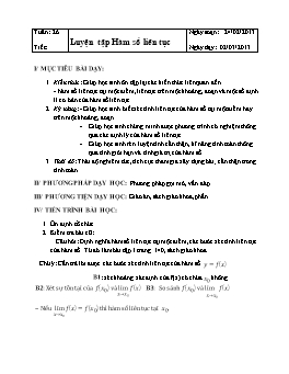 Giáo án Đại số 11: Luyện tập Hàm số liên tục