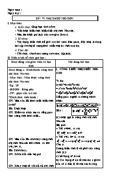 Giáo án Đại số Giải tích 11 tiết 30: Nhị thức Niu-tơn