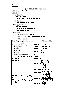 Giáo án Đại số Giải tích 11 tiết 52: Giới hạn của dãy số (tt)