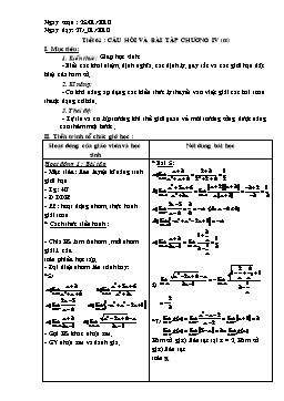 Giáo án Đại số Giải tích 11 tiết 61: Câu hỏi và bài tập chương iv (tt)