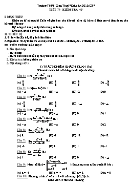 Giáo án Đại số & Giải tích khối 11 tiết 73: Kiểm tra 45’