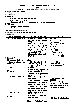 Giáo án Đại số & Giải tích khối 11 tiết 80, 81: Các quy tắc tính đạo hàm. Luyện tập