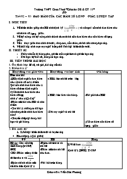 Giáo án Đại số & Giải tích khối 11 tiết 82, 83: Đạo hàm của các hàm số lượng giác. Luyện tập