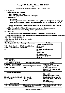 Giáo án Đại số & Giải tích khối 11 tiết 85: Đạo hàm cấp cao