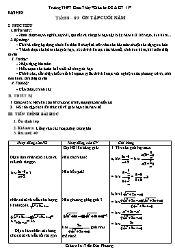 Giáo án Đại số & Giải tích khối 11 tiết 88: Ôn tập cuối năm