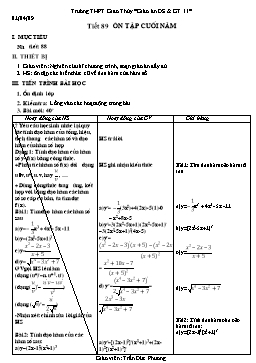 Giáo án Đại số & Giải tích khối 11 tiết 89: Ôn tập cuối năm