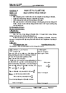 Giáo án Đại số khối 7 tiết 23: Đại lượng tỉ lệ thuận
