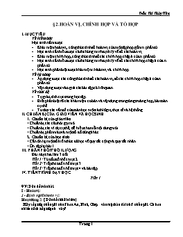 Giáo án Đại số và Giải tích 11 §2: Hoán vị, chỉnh hợp và tổ hợp