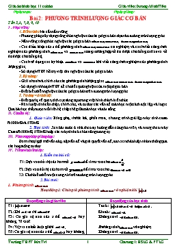 Giáo án Đại số và Giải tích 11 Bài 2: Phương trình lượng giác cơ bản