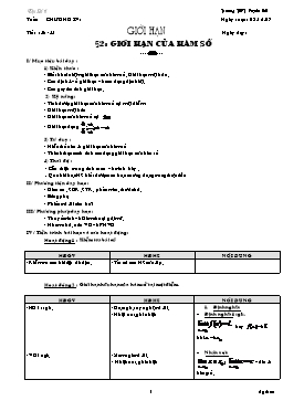 Giáo án Đại số và Giải tích 11 - Chương 4 - Bài 2: Giới hạn của hàm số