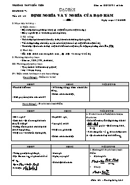 Giáo án Đại số và Giải tích 11 cơ bản tiết 63 - 65: Định nghĩa và ý nghĩa của đạo hàm