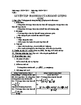 Giáo án Đại số và Giải tích 11: Luyện tập: Đạo hàm của hàm số lượng giác