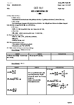 Giáo án Đại số và Giải tích 11: Ôn chương IV