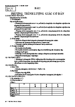 Giáo án Giải tích 11 nâng cao bài 2: Phương trình lượng giác cơ bản