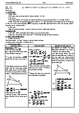 Giáo án Hình 8 tiết 38: Định lý đảo và hệ quả của định lý Ta – lét