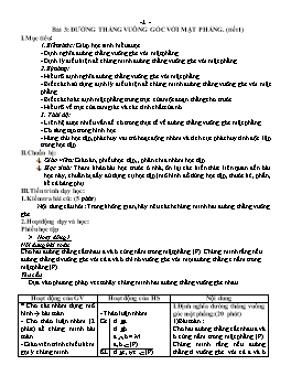 Giáo án Hình học 11 Bài 3: Đường thẳng vuông góc với mặt phẳng (tiết 1)