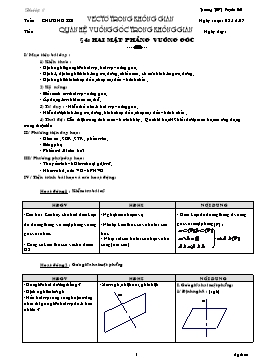 Giáo án Hình học 11 - Chương III - Bài 4: Hai mặt phẳng vuông góc