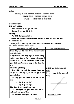 Giáo án Hình học 7 tiết 1 đến 10 - Trường THCS Võ Đắt