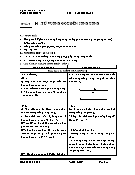 Giáo án Hình học khối 7 tiết 10: Từ vuông góc đến song song