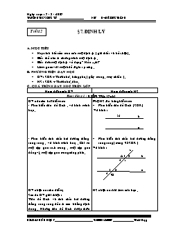 Giáo án Hình học khối 7 tiết 12: Định lý